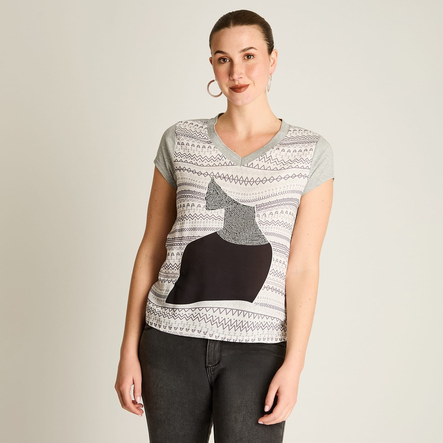 Polera Gris Manga Corta Elasticidad Media Sin Forro Calce Normal Tela Punto Y Plano